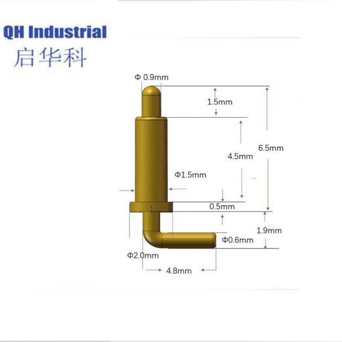 Right Angle 6.5mm Length ISO RoHS REACH Androvid Tv Box Double-End Magnetic Spring Loaded Pogo Pin 