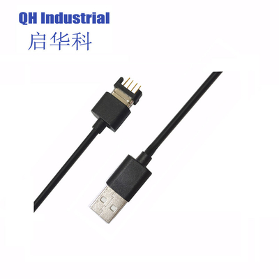 Electronic Product Magnetic Pogo Pin Charger Cable 4Pin 2.5mm/2.8mm/4mm/7.62mm