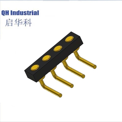 Spring Loaded Pogo Pin Connector 5.5 mm Pitch 4 Position Pins Right Angle Modular Contact Strip Grid