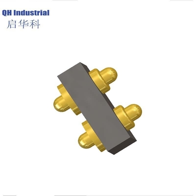 High plated gold brass double ends charger battery current socket mount head flat 2pins pcb pogo pin connector