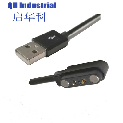 Normal 1A 2 Pogo Pin Charger CE RoHS USB Charging Cable For Smart Watch 2.84mm 4.0mm 7.62mm 2Pin Magnetic Charging